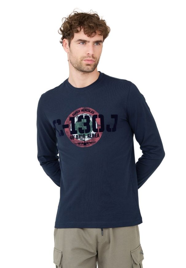 Aeronautica Militare - AERONAUTICA MILITARE Granatowy longsleeve. Kolor: niebieski. Długość rękawa: długi rękaw