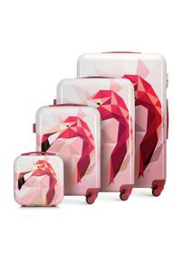 Wittchen - Komplet walizek z ABS-u z nadrukiem. Kolor: różowy. Materiał: guma. Wzór: nadruk. Styl: wakacyjny