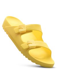 Scholl - Klapki damskie sportowe SCHOLL BAHIA na basen. Kolor: żółty. Styl: sportowy