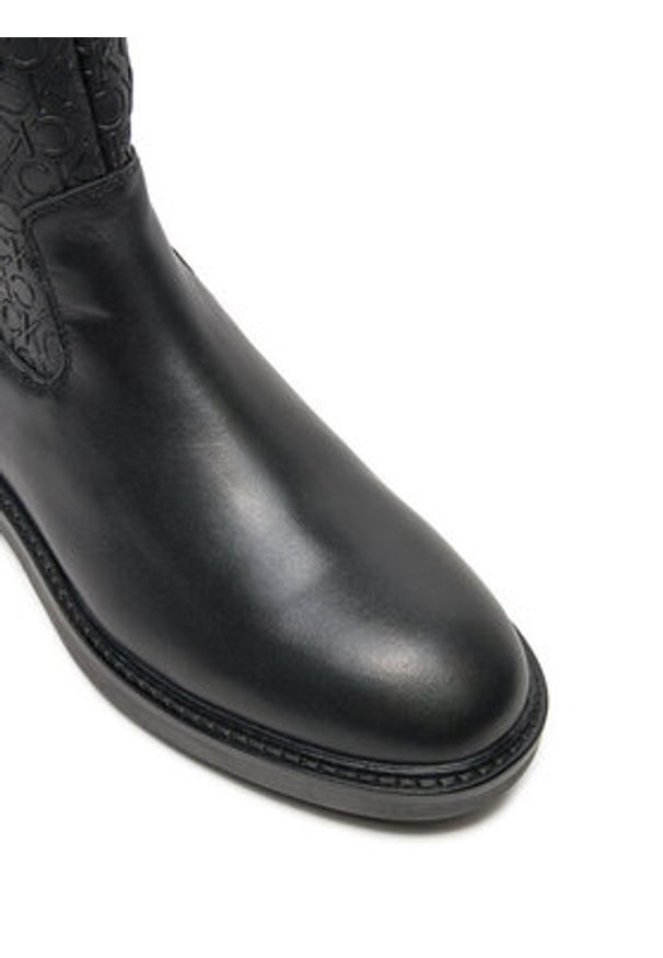 Calvin Klein Botki Flat Ankle Boot Mono Mix HW0HW02195 Czarny. Kolor: czarny. Materiał: skóra