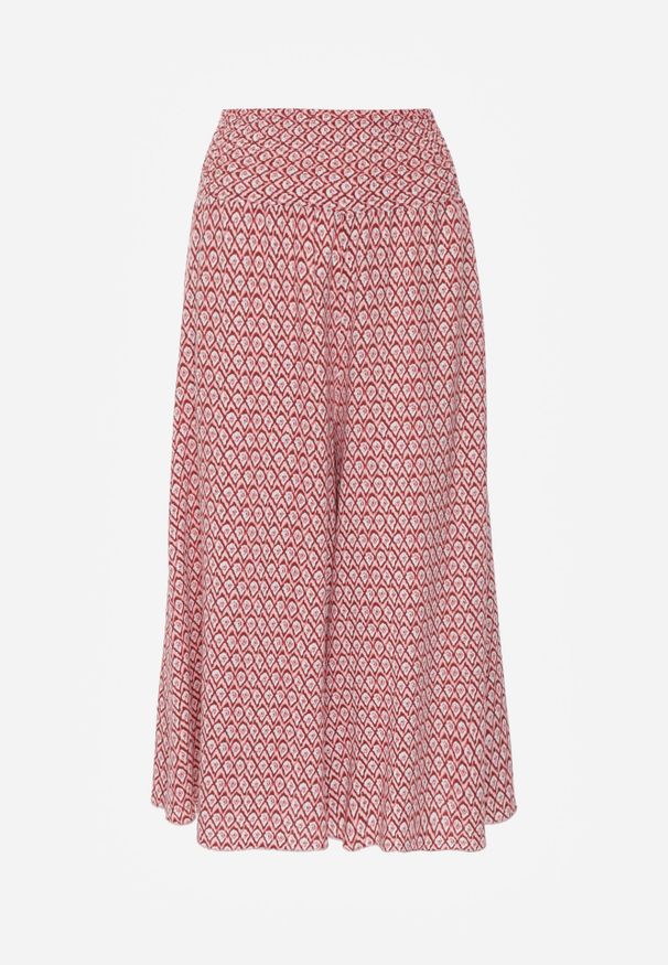 Renee - Różowo-Czerwone Szerokie Spodnie z Wiskozy z Marszczoną Gumką w Talii Mellody. Kolor: różowy. Materiał: wiskoza. Styl: boho