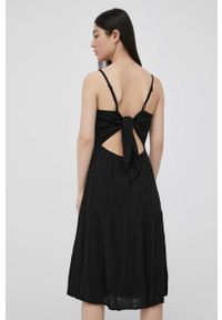 Brave Soul sukienka kolor czarny mini rozkloszowana. Kolor: czarny. Materiał: tkanina. Długość rękawa: na ramiączkach. Typ sukienki: rozkloszowane. Długość: mini #3