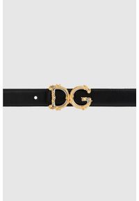 Dolce and Gabbana - DOLCE & GABBANA Czarny pasek damski z barokową klamrą, Rozmiar 85. Kolor: czarny. Materiał: skóra. Wzór: aplikacja