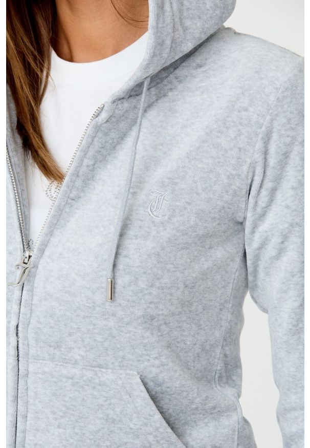 Juicy Couture - JUICY COUTURE Szara damska bluza Robertson, Rozmiar L. Kolor: szary. Materiał: bawełna, poliester. Wzór: haft. Styl: elegancki