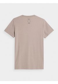 4f - T-shirt regular gładki męski. Kolor: beżowy. Materiał: bawełna. Wzór: gładki #2
