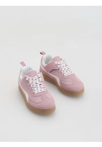 Reserved - Trampki z łączonych materiałów - różowy. Kolor: różowy. Materiał: materiał #1