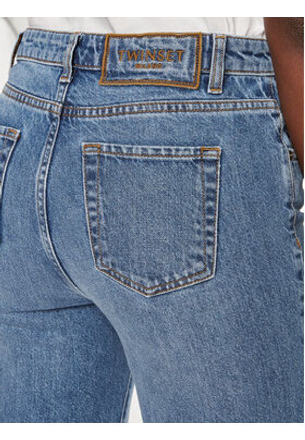 TwinSet - TWINSET Jeansy 242TP2563 Niebieski Straight Fit. Kolor: niebieski