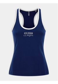 Guess Top Sporty E3GP05 KBP41 Niebieski Slim Fit. Kolor: niebieski. Materiał: bawełna. Styl: sportowy #5