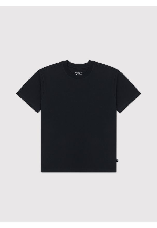 Pako Lorente - PAKO LORENTE – Czarny męski t-shirt basic. Okazja: na co dzień. Kolor: biały, czarny. Materiał: bawełna. Styl: casual