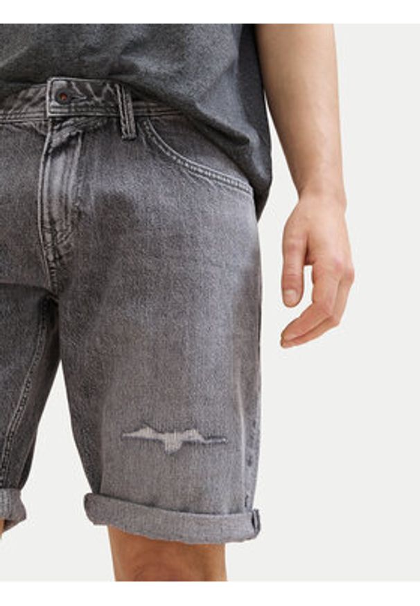 Tom Tailor Denim Szorty jeansowe 1041433 Szary Slim Fit. Kolor: szary. Materiał: bawełna