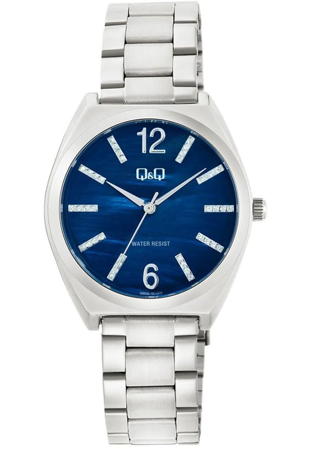 Zegarek damski QQ Q90B-004P CYRKONIE srebrny. Kolor: srebrny