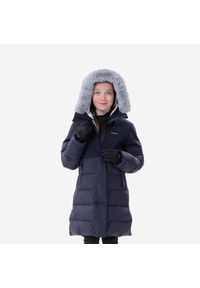 quechua - Kurtka turystyczna dla dzieci Quechua NH500 Warm. Typ kołnierza: kołnierzyk stójkowy. Kolor: niebieski. Materiał: polar, materiał, futro. Długość: długie. Sezon: zima