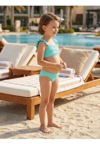 Sinsay - Dwuczęściowy strój kąpielowy z falbanami na ramionkach - zielony. Kolor: zielony #1