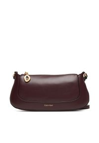 Calvin Klein Torebka Hardware Zip Crossbody LV04F1046G Bordowy. Kolor: czerwony. Materiał: skórzane