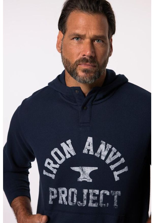 JAY-PI - Męska Bluza z kapturem Iron Anvil fitness kaptur do rozm. 7 XL. Typ kołnierza: kaptur. Kolekcja: plus size. Kolor: niebieski. Materiał: materiał, poliester, bawełna. Sport: fitness