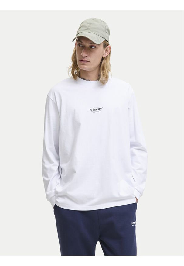 Jack & Jones Longsleeve Soho 12278788 Biały Relaxed Fit. Kolor: biały. Materiał: bawełna. Długość rękawa: długi rękaw