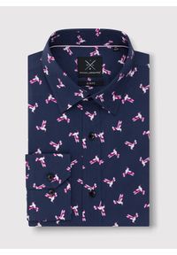 Pako Lorente - PAKO LORENTE – Granatowa koszula w kolibry. Okazja: na co dzień. Kolor: niebieski. Materiał: bawełna, elastan, jeans. Styl: casual #5