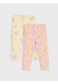 Sinsay - Legginsy z motywem w kwiaty 2 pack - kremowy. Kolor: kremowy. Wzór: kwiaty