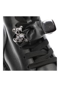 Czarne Botki Karino Skórzane Eleganckie Buty Damskie. Kolor: czarny. Materiał: skóra. Szerokość cholewki: normalna. Wzór: aplikacja. Styl: elegancki #3