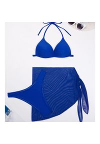 Intica - Bikini z pareo na plażę i basen Gretta. Kolor: niebieski. Materiał: materiał. Wzór: gładki