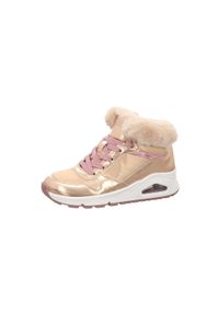 skechers - Buty do chodzenia dla dzieci Skechers Uno Cozy On Air. Wysokość cholewki: za kostkę. Zapięcie: sznurówki. Kolor: żółty. Materiał: guma, syntetyk, tkanina, materiał. Szerokość cholewki: normalna. Model: Skechers Sport. Sport: turystyka piesza