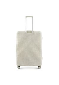 Wittchen - Duża walizka z polikarbonu w paseczki biała. Kolor: biały. Materiał: guma, tworzywo sztuczne. Wzór: geometria #10