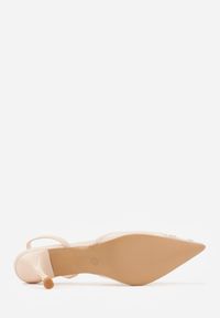 Renee - Beżowe Transparentne Sandały na Szpilce Ozdobione Koronką Thetune. Okazja: na randkę. Kolor: beżowy. Materiał: koronka. Wzór: aplikacja, koronka. Obcas: na szpilce #3