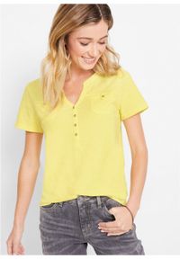 Shirt z bawełny organicznej, krótki rękaw bonprix jasna limonka. Typ kołnierza: typu henley. Kolor: żółty. Materiał: bawełna. Długość rękawa: krótki rękaw. Długość: krótkie #2