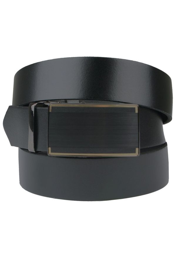 Alties - Pasek Męski z Automatyczną Klamrą - VICTORIO - Skórzany - Czarny. Kolor: czarny. Materiał: skóra. Styl: wizytowy