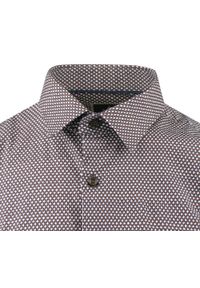 Taliowana Koszula Męska - Victorio - Drobny Wzór, Brązowa. Kolor: brązowy, beżowy, wielokolorowy. Materiał: elastan, bawełna. Styl: elegancki #5