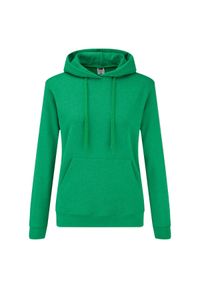 FRUIT OF THE LOOM - Dopasowana Bluza Damska Kaptur. Kolor: zielony
