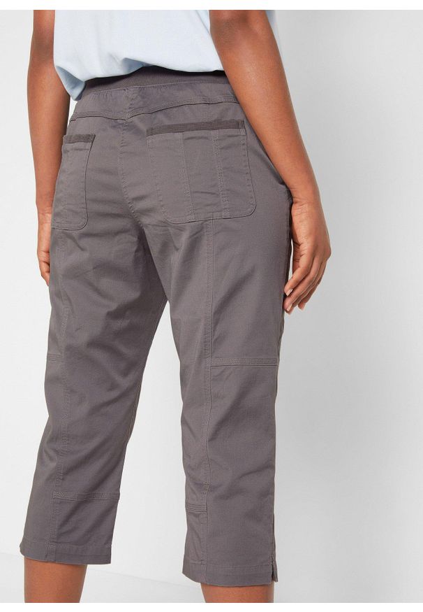 bonprix - Spodnie rybaczki z wiązanym troczkiem. Kolor: szary