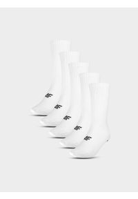 4f - 4F Skarpety casual za kostkę (5-pack) męskie - białe 39-42. Kolor: biały. Materiał: materiał, włókno, poliamid, bawełna