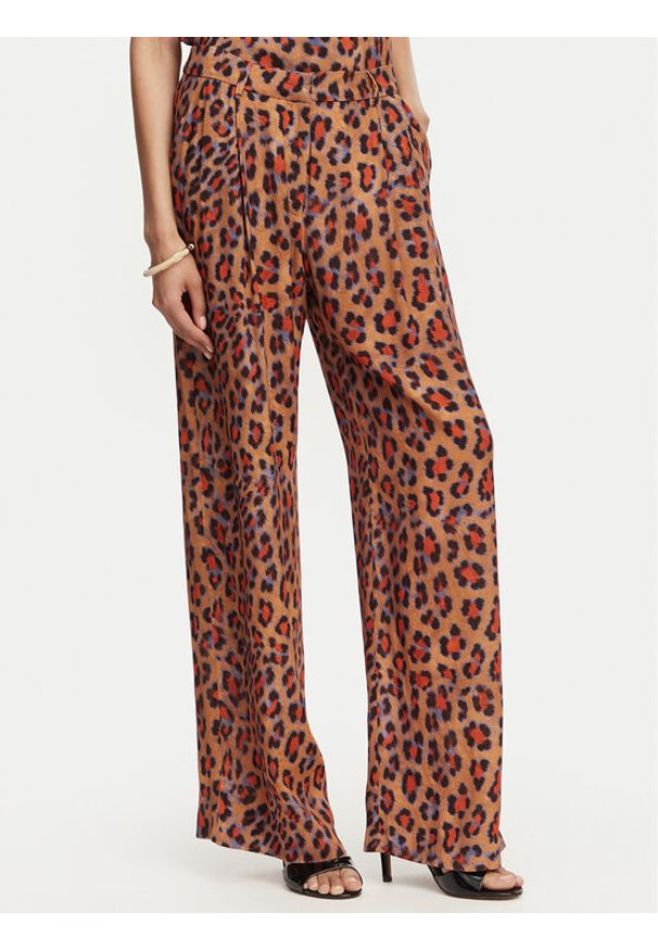 LOLA CASADEMUNT Spodnie palazzo MS2614002 Brązowy Wide Leg. Kolor: brązowy. Materiał: wiskoza