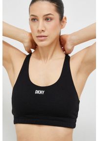 DKNY - Dkny biustonosz sportowy kolor czarny. Kolor: czarny. Materiał: materiał. Wzór: aplikacja