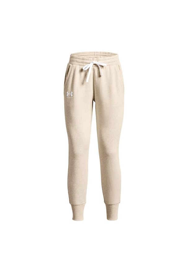 Under Armour - Spodnie Do Biegania Rival Fleece Dla Kobiet. Kolor: beżowy. Długość: długie