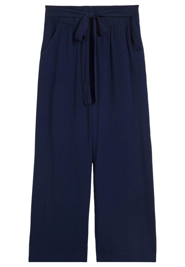 bonprix - Spodnie palazzo z miękkiej wiskozy. Kolor: niebieski. Materiał: wiskoza. Sezon: lato