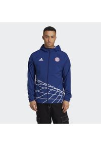 Adidas - FC Bayern Graphic Windbreaker. Kolor: niebieski. Materiał: materiał