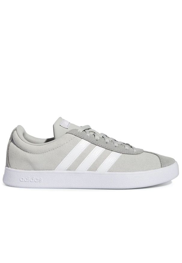 Adidas - Buty adidas VL Court GY3228 - szare. Kolor: szary. Materiał: guma, skóra, syntetyk, materiał, zamsz. Szerokość cholewki: normalna. Wzór: aplikacja