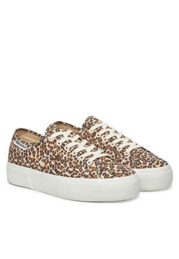 Superga Sneakersy Platform Leopard Print Brązowy. Kolor: brązowy. Materiał: materiał. Wzór: nadruk. Obcas: na platformie