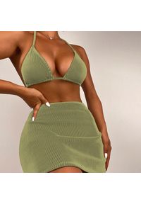 Intica - Bikini z pareo na plażę z elastycznego materiału Lorenzina. Kolor: brązowy. Materiał: materiał #4