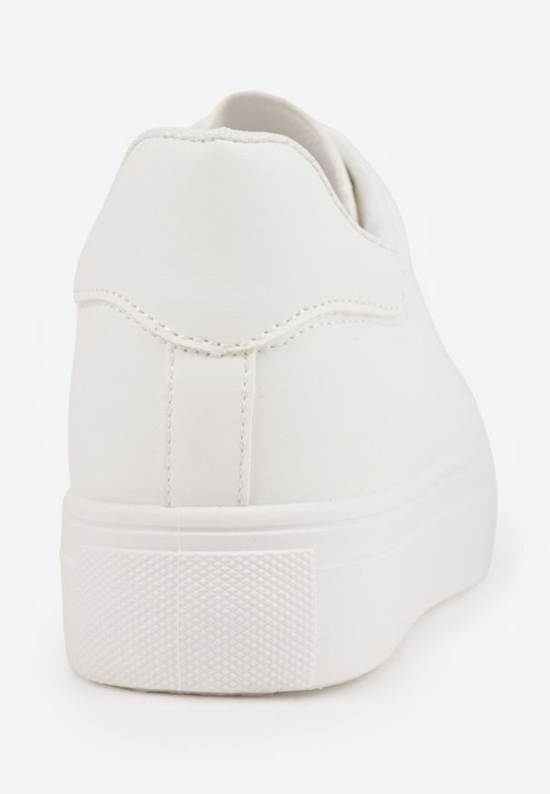 Born2be - Białe Sneakersy na Płaskiej Podeszwie z Okrągłym Noskiem Azethia. Okazja: na co dzień. Nosek buta: okrągły. Kolor: biały. Obcas: na płaskiej podeszwie