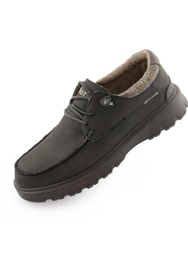 WOW - Czarne męskie buty skórzane Woz Ringo 1 - Rozmiar 44. Kolor: czarny. Materiał: skóra ekologiczna