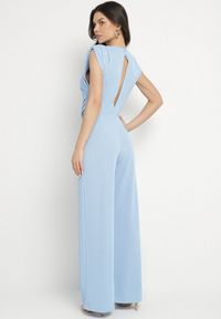 Born2be - Niebieski Kombinezon Bez Rękawów z Ozdobnym Marszczeniem Sepalene. Okazja: na co dzień. Kolor: niebieski. Długość rękawa: bez rękawów. Sezon: wiosna, lato. Styl: elegancki, casual, klasyczny #7