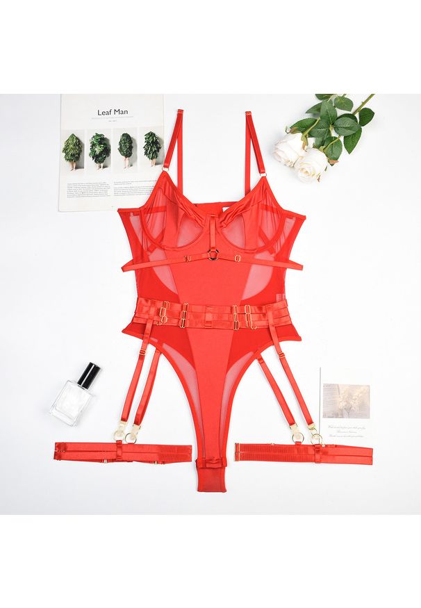 Intica - Zestaw trzyczęściowy z body na specjalne okazje Biggy. Kolor: czerwony. Materiał: materiał. Wzór: aplikacja