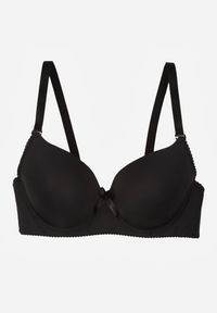 Renee - Czarny Biustonosz o Gładkim Wykończeniu z Kokardką Phiphise. Kolor: czarny. Wzór: gładki #4