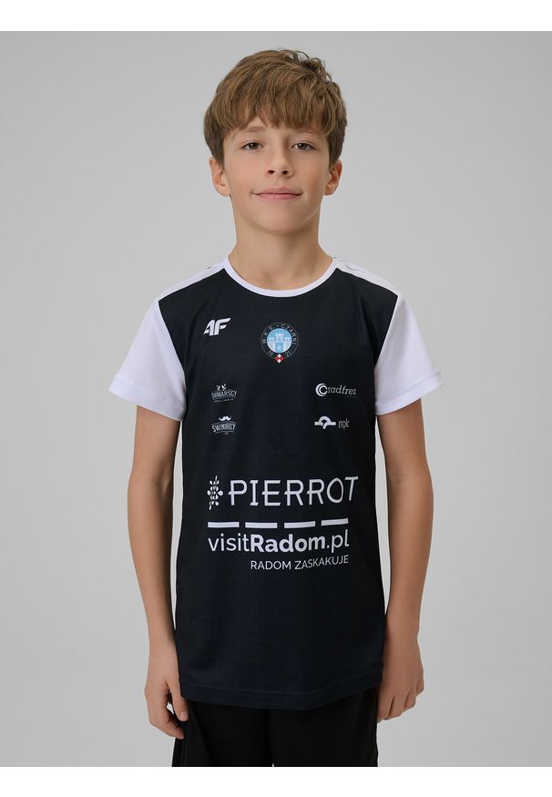 4f - 4F Koszulka meczowa replika wyjazdowa z sezonu 2025/26 dziecięca 4F x WKS Czarni Radom - czarna 110/116. Kolor: czarny. Materiał: dzianina, materiał. Wzór: kolorowy, nadruk. Sezon: lato. Styl: młodzieżowy, sportowy