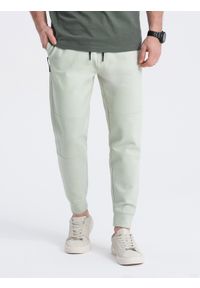 Ombre Clothing - Spodnie męskie dresowe joggery - jasno-miętowe V3 OM-PASK-0142 - XXL. Kolor: miętowy. Materiał: dresówka. Styl: sportowy #3