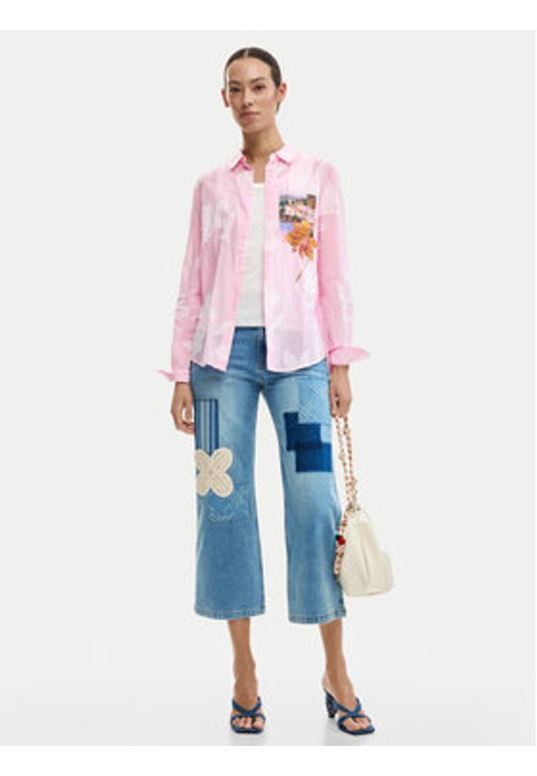 Desigual Koszula Cam Pinkjack 26SWCW12 Różowy Regular Fit. Kolor: różowy. Materiał: bawełna