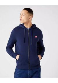 Wrangler - WRANGLER ZIP THRU HOODIE MĘSKA BLUZA KAPTUR LOGO 112320253. Okazja: na co dzień, na spacer. Typ kołnierza: kaptur. Materiał: jeans, bawełna, puch. Styl: sportowy, elegancki, klasyczny, casual